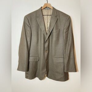 Oscar De La Renta Blazer Mens 48L Sport Coat Jacket Plaid Silk Wool Business